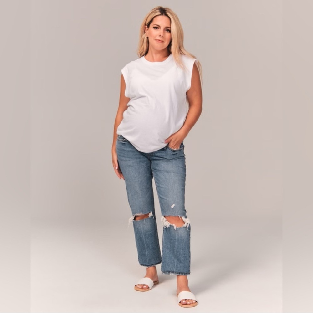Abercrombie & Fitch Distressed Blue Ankle Jeans